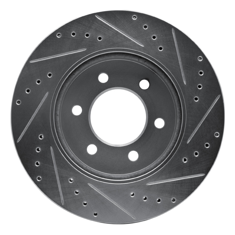Ford Expedition Brake Rotor (1) - Front Left - R1 Concepts - Drilled & Slotted - Silver - `02-`06